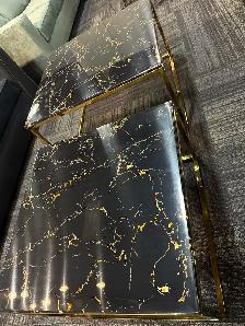 Black Marble Coffee Table With Gold Base - Photo 3