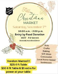 Salvation Army Red Deer Vendor Market looking for Vendors