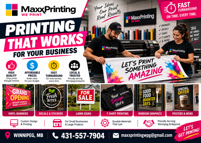 Custom Printing Winnipeg – Signs, Banners, Stickers & T-Shirts