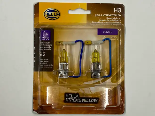 Hella Extreme Yellow H3 Halogen Light bulbs. 12 Volt, 55W, 2900K