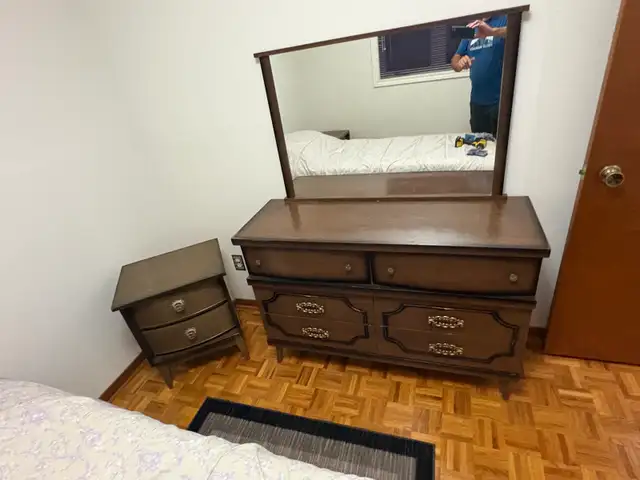 Free delivery used Vintage Dresser with Mirror and Nightstand