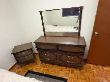 Free delivery used Vintage Dresser with Mirror and Nightstand - Photo 2
