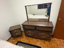 Free delivery used Vintage Dresser with Mirror and Nightstand - Photo 3