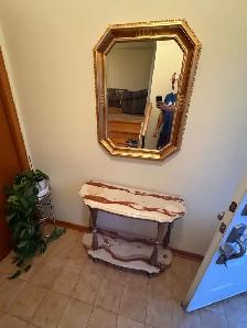 Free delivery used Vintage Marble Console Table with Mirror - Photo 2