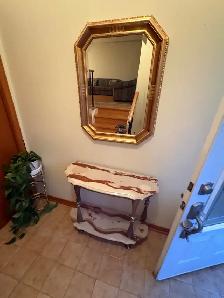 Free delivery used Vintage Marble Console Table with Mirror - Photo 4