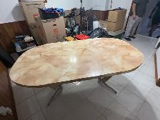 Free delivery used Oval dining table with marble-look finish - Photo 3