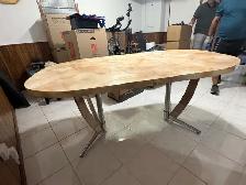 Free delivery used Oval dining table with marble-look finish - Photo 4