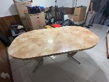 Free delivery used Oval dining table with marble-look finish - Photo 6