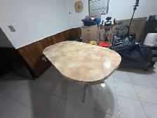 Free delivery used Oval dining table with marble-look finish - Photo 7