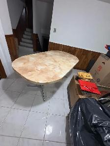 Free delivery used Oval dining table with marble-look finish - Photo 9