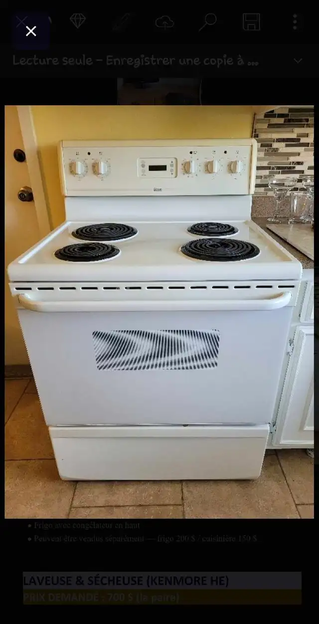 Cuisinière et frigo
