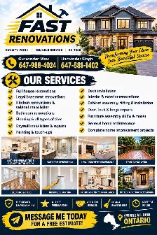 FAST RENOVATIONS – Basement, Kitchen, Bathroom, Flooring & More