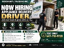 NOW HIRING — APPLIANCE DELIVERY DRIVER