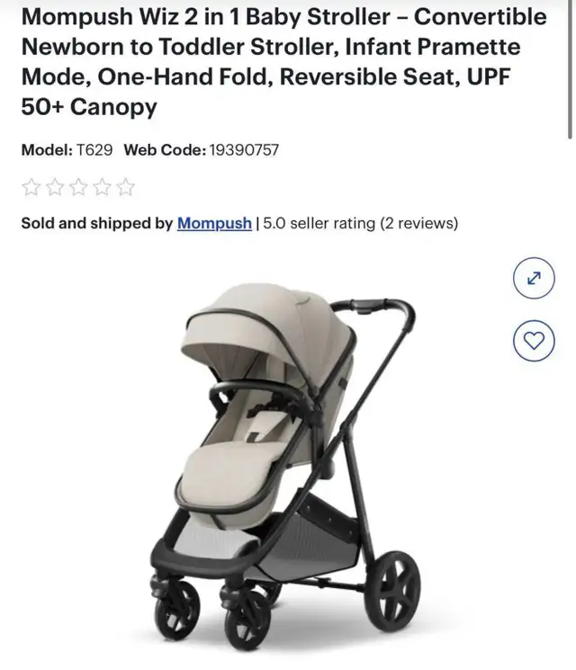 Like new Mompush Wiz 2 in 1 Baby Stroller