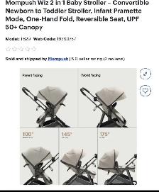 Like new Mompush Wiz 2 in 1 Baby Stroller - Photo 3