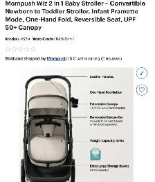 Like new Mompush Wiz 2 in 1 Baby Stroller - Photo 4