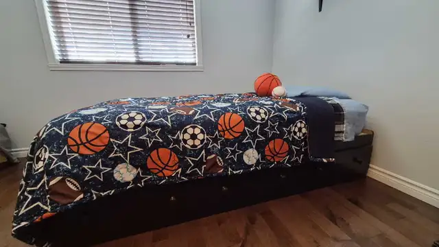 2 standard twin beds with draws