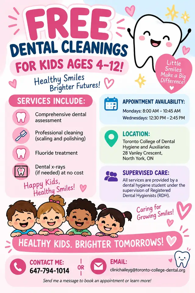 FREE DENTAL CLEANINGS FOR KIDS AGES 4-12!