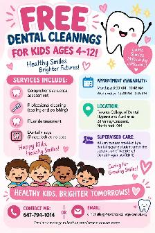 FREE DENTAL CLEANINGS FOR KIDS AGES 4-12!