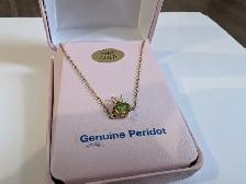 Brand New 10K Yellow Gold Peridot Necklace For Sale
