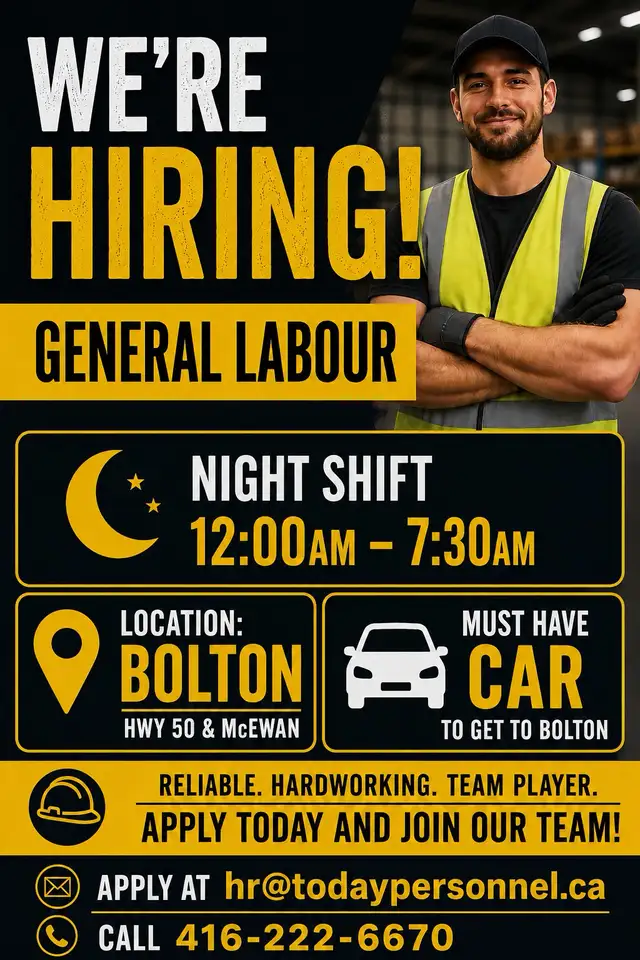HIRING GENERAL LABOUR and Forklift Operators
