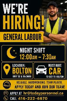 HIRING GENERAL LABOUR and Forklift Operators