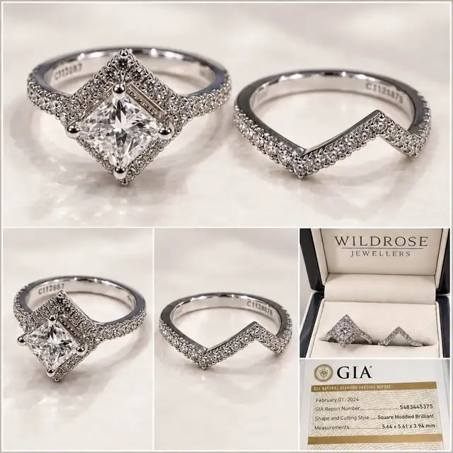 GIA certified Natural Diamond Wedding Set Platinum 1.04 Centre