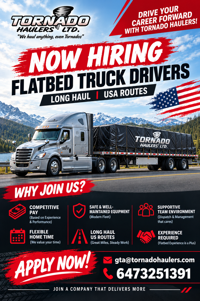 Hiring Flatbed Drivers - Cross-Border USA| Apply Now