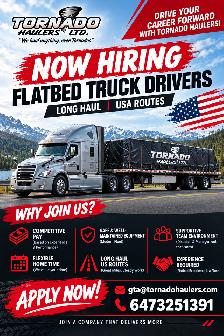 Hiring Flatbed Drivers - Cross-Border USA| Apply Now