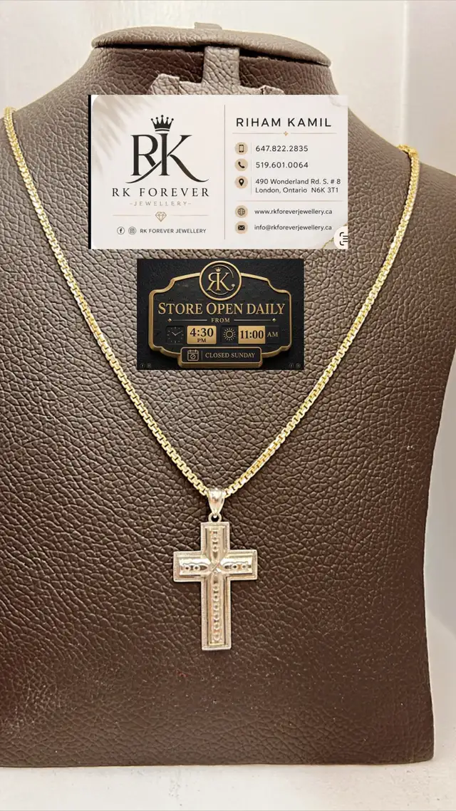 10k Tow tones Gold Chain & Cross # R37