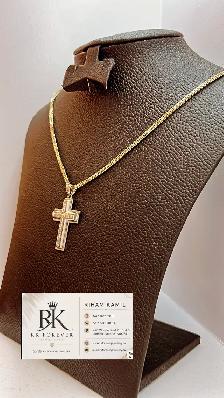 10k Tow tones Gold Chain & Cross # R37 - Photo 2