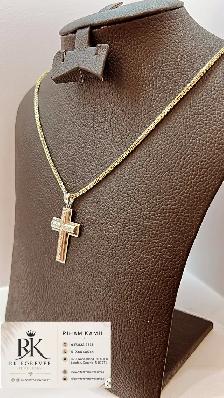 10k Tow tones Gold Chain & Cross # R37 - Photo 3