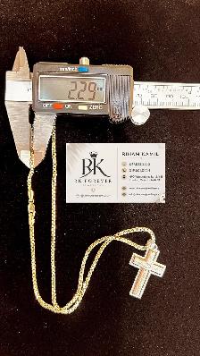 10k Tow tones Gold Chain & Cross # R37 - Photo 7