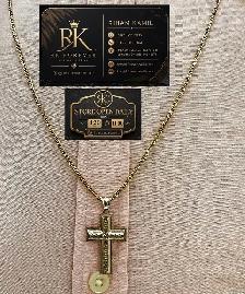 10k Tow tones Gold Chain & Cross # R37 - Photo 8