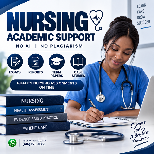 NURSING NO AI PLAGIARISM ESSAYS, REPORT, TERM PAPER, CASE STUDY