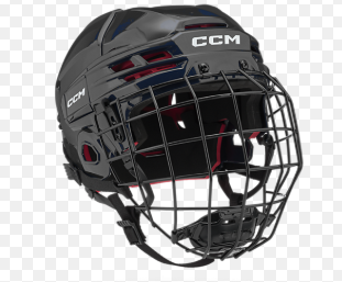 CCM 2024 Black Super Tacks X Helmet Size M with black cage.