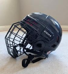 CCM 2024 Black Super Tacks X Helmet Size M with black cage. - Photo 3