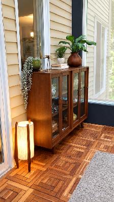 Mid century. TEAK TECK Lampe / Buffet, vitrine, bibliothèque, cr