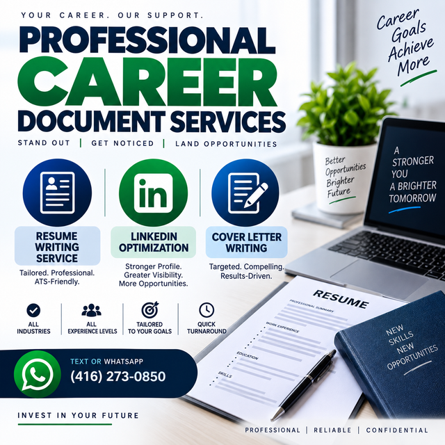 RESUME WRITING SERVICE, LINKEDIN OPTIMIZATION, COVER LETTER