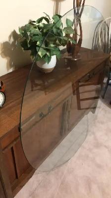 Glass Plateau verre de table rond (48 pouces) / Buffet Mid-Centu - Photo 2