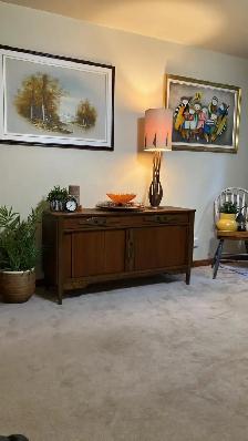 Glass Plateau verre de table rond (48 pouces) / Buffet Mid-Centu - Photo 5