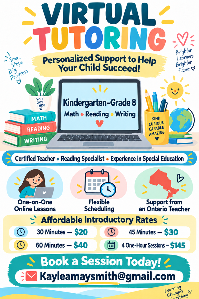 Virtual tutoring with a certified teacher.
