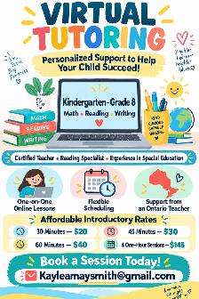 Virtual tutoring with a certified teacher.
