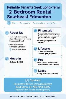 Looking for a 2-Bedroom Rental in South East Edmonton
