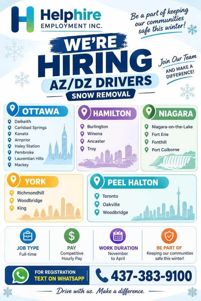 looking for Az/Dz Snow Remowal drivers in Ontario