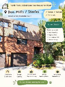 3-bedroom townhouse for rent at Don Mills/Steeles