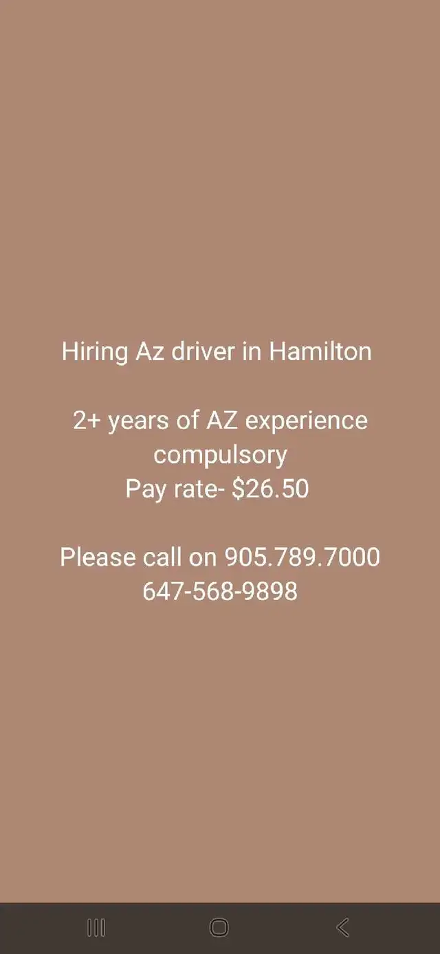 Hiring Az driver in Hamilton