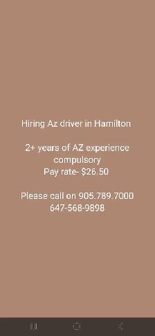 Hiring Az driver in Hamilton