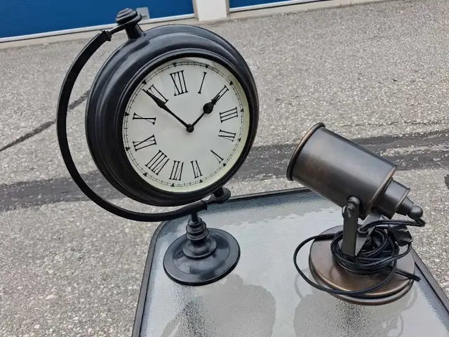 vintage clock and lamp set $100