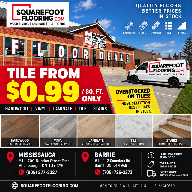 IN STOCK TILE LIQUIDATION - SQUAREFOOT FLOORING